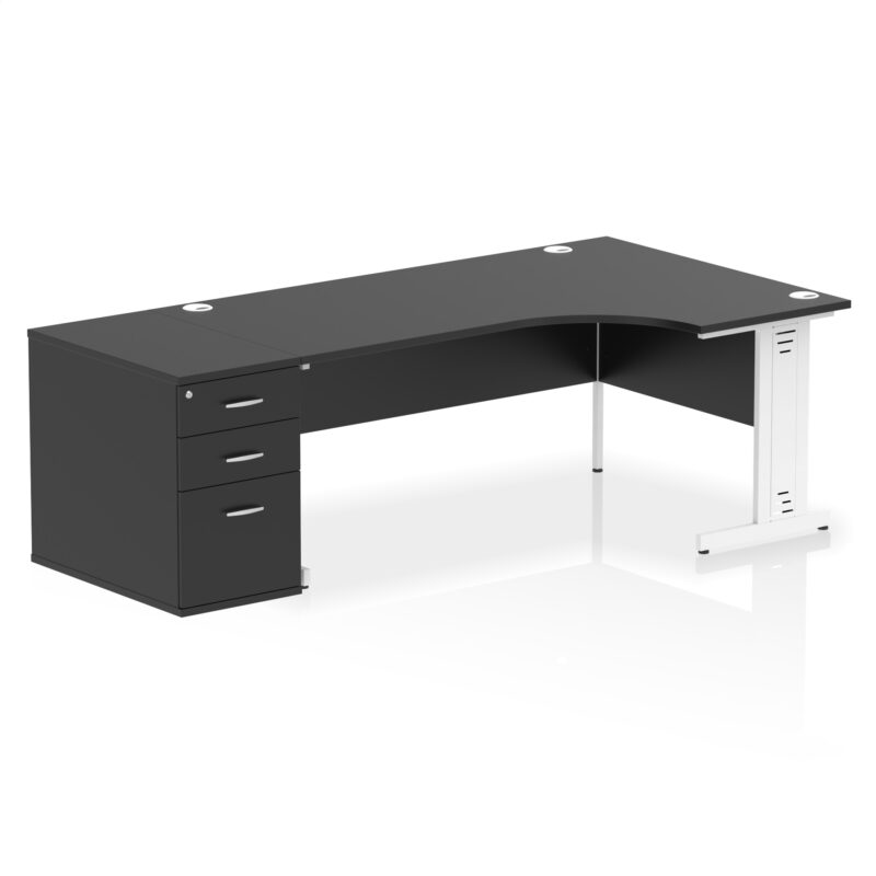 impulse 1800mm cable managed right crescent desk workstation