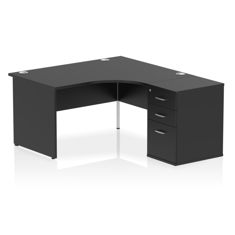 impulse panel end crescent desk workstation