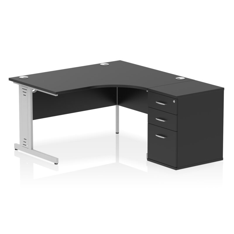 impulse 1400mm cable managed right crescent desk workstation