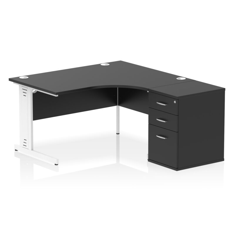 impulse 1400mm cable managed right crescent desk workstation
