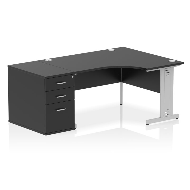 impulse 1400mm cable managed right crescent desk workstation