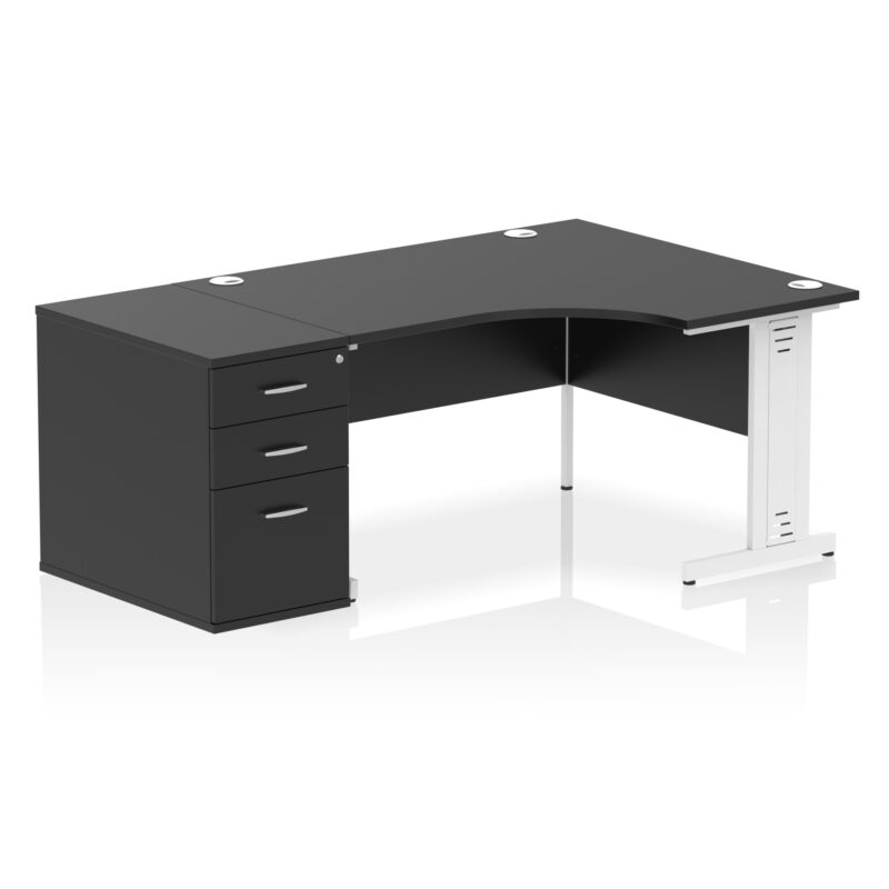 impulse 1400mm cable managed right crescent desk workstation