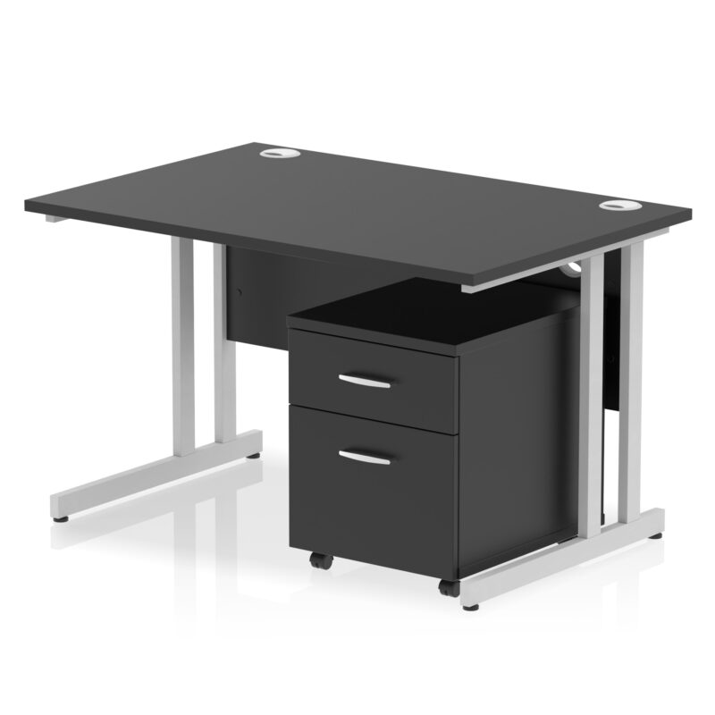 impulse 1200mm cantilever straight desk with mobile pedestal