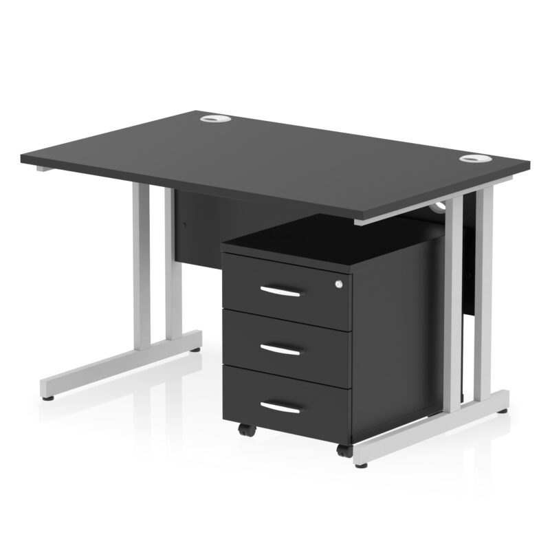 impulse 1200mm cantilever straight desk with mobile pedestal