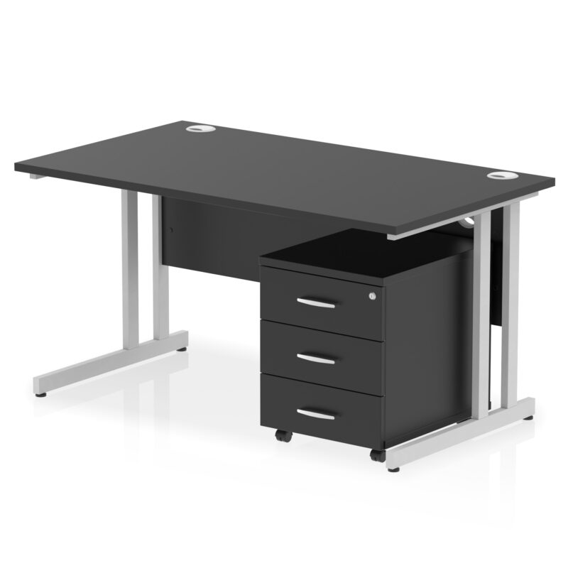 impulse 1400mm cantilever straight desk with mobile pedestal