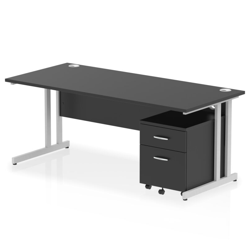 impulse 1800mm cantilever straight desk with mobile pedestal