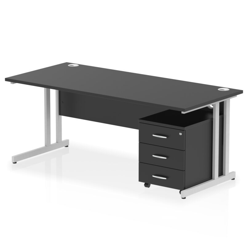impulse 1800mm cantilever straight desk with mobile pedestal