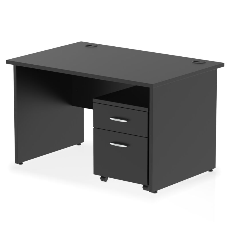 impulse panel end straight desk with mobile pedestal