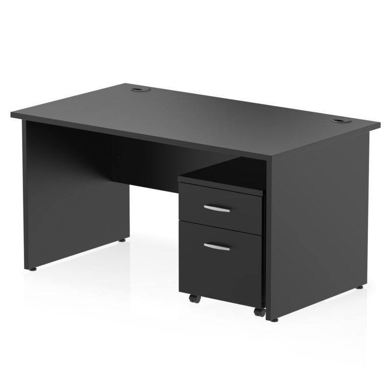 impulse panel end straight desk with mobile pedestal