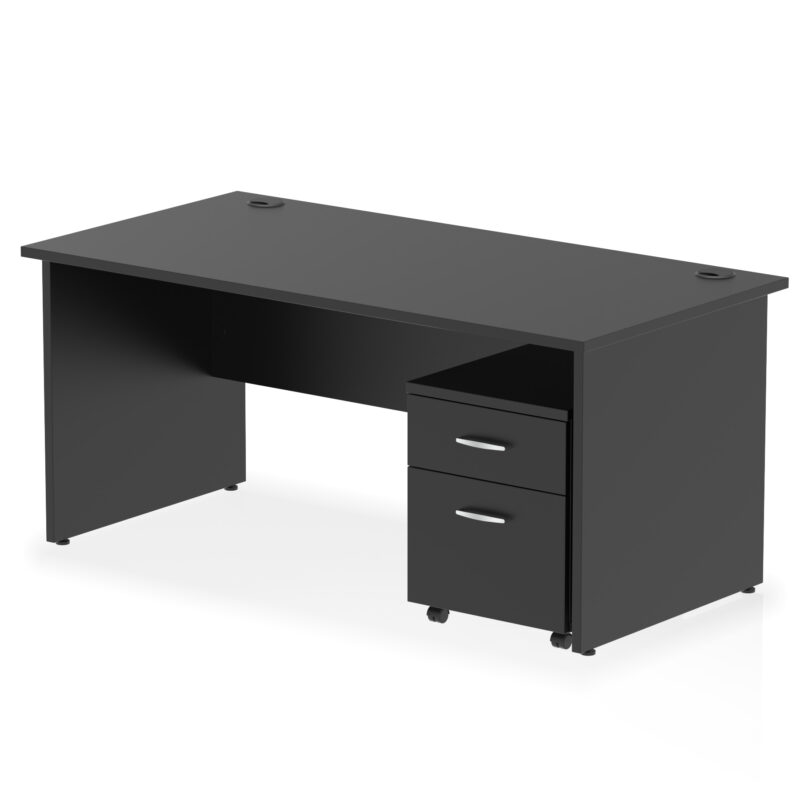impulse panel end straight desk with mobile pedestal
