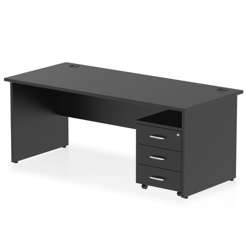 impulse panel end straight desk with mobile pedestal