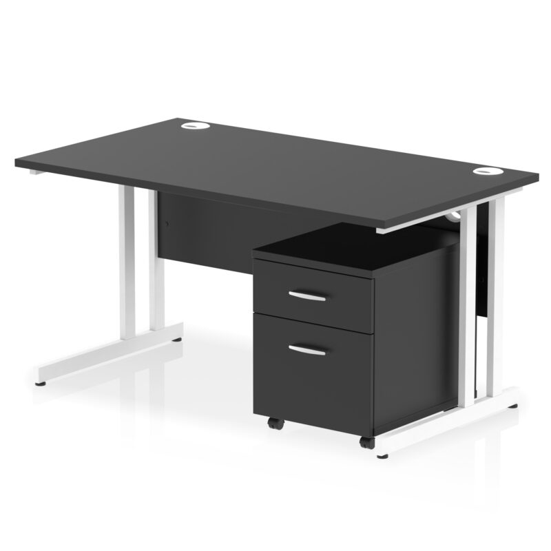 impulse 1400mm cantilever straight desk with mobile pedestal