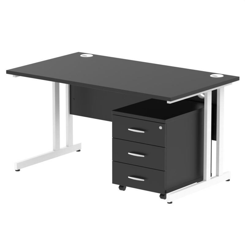 impulse 1400mm cantilever straight desk with mobile pedestal