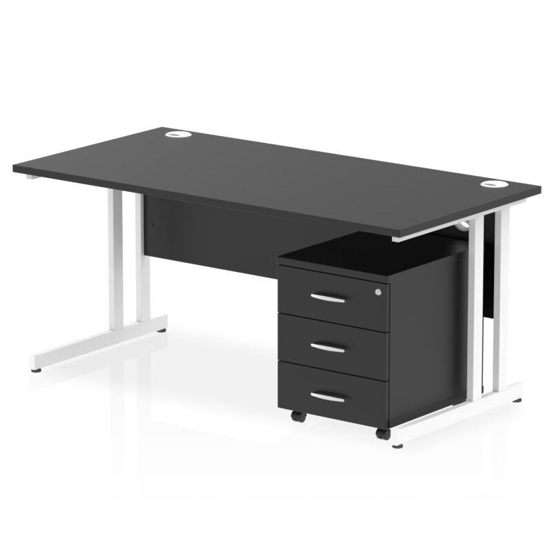 impulse 1600mm cantilever straight desk with mobile pedestal