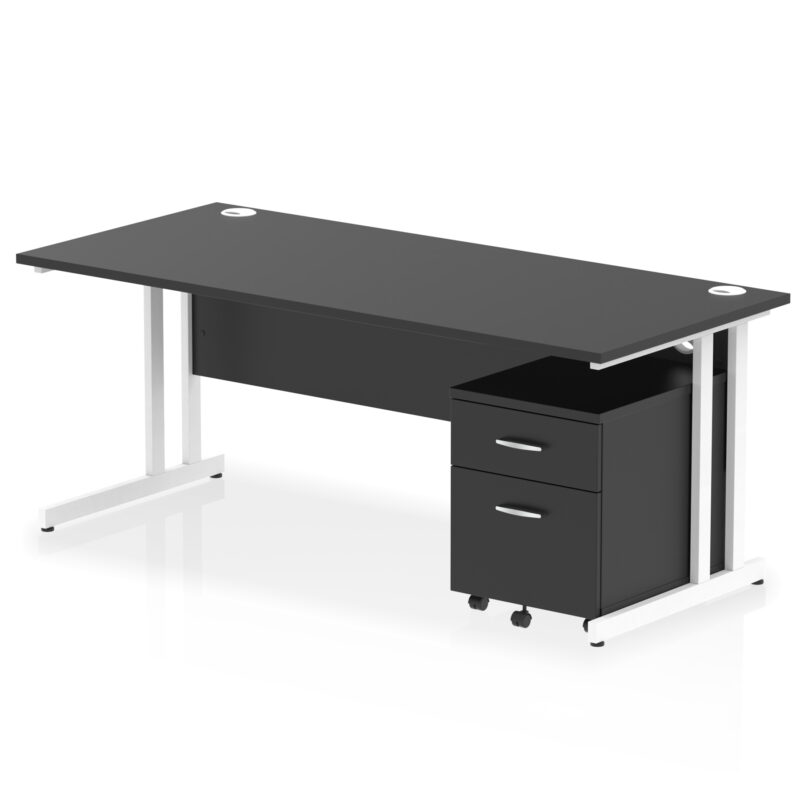 impulse 1800mm cantilever straight desk with mobile pedestal