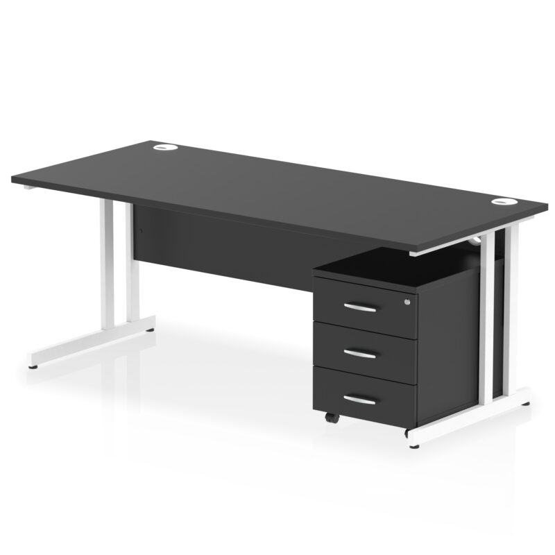 impulse 1800mm cantilever straight desk with mobile pedestal