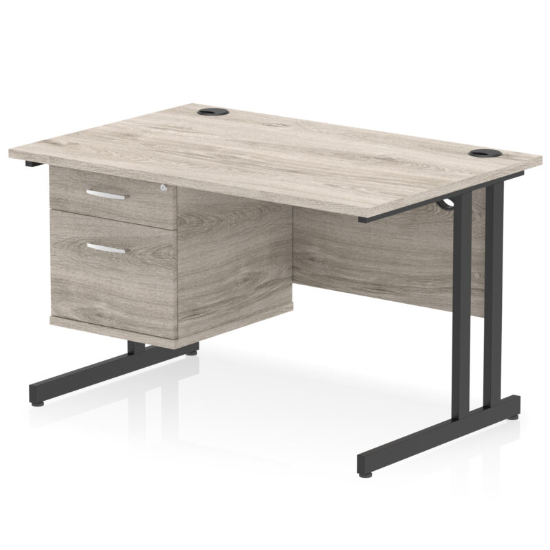 impulse 1200mm cantilever straight desk with single fixed pedestal