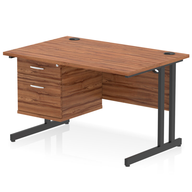impulse 1200mm cantilever straight desk with single fixed pedestal