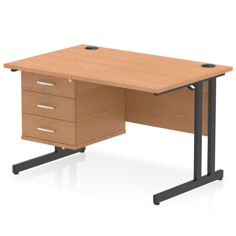 impulse 1200mm cantilever straight desk with single fixed pedestal