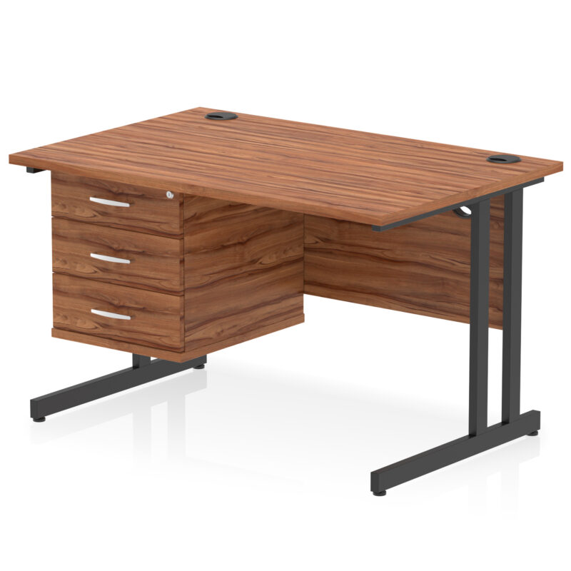 impulse 1200mm cantilever straight desk with single fixed pedestal