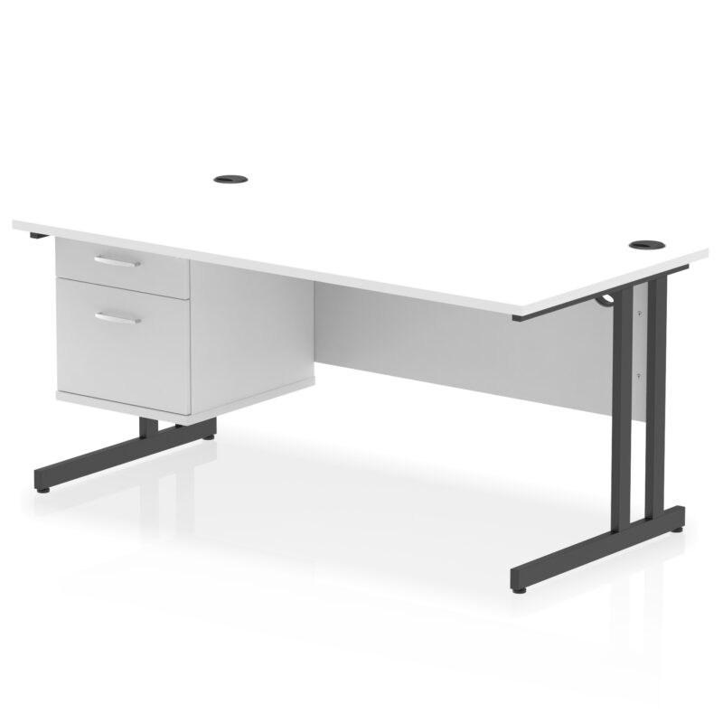 impulse 1600mm cantilever straight desk with single fixed pedestal