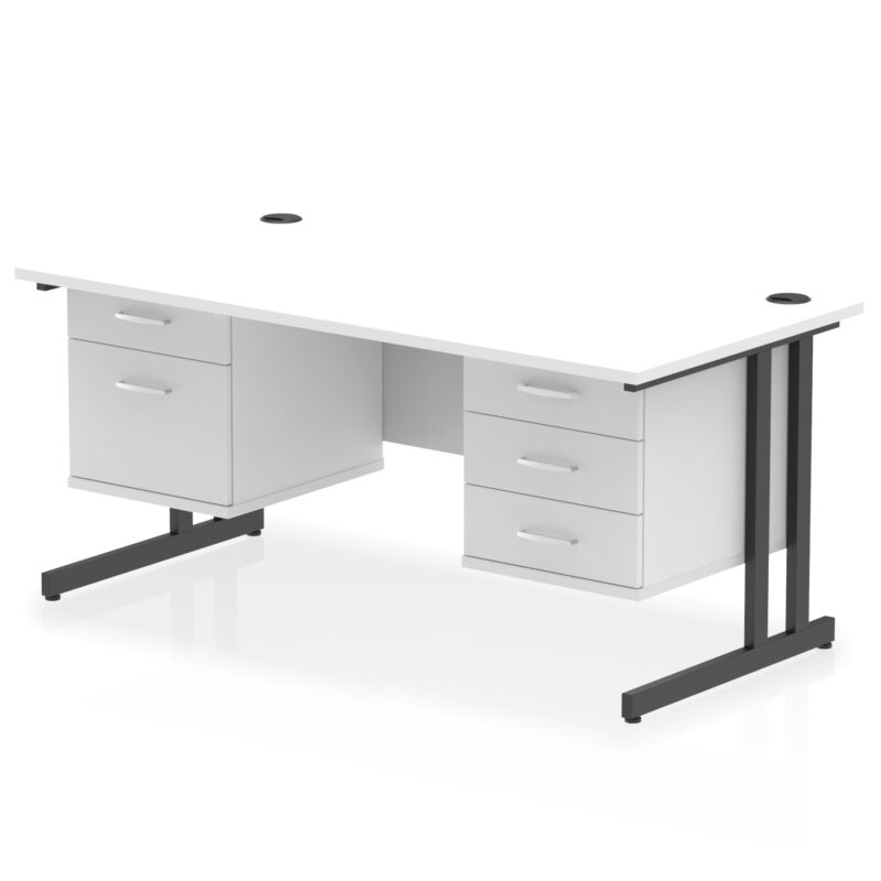 impulse 1600mm cantilever straight desk with two fixed pedestal