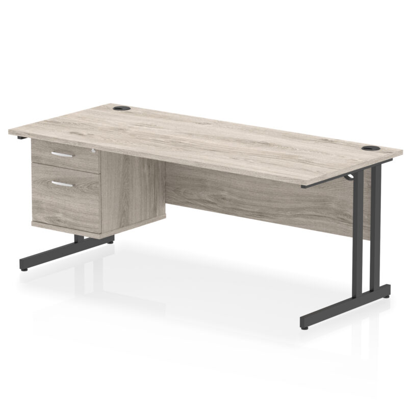 impulse 1800mm cantilever straight desk with single fixed pedestal