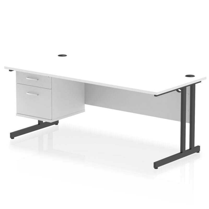 impulse 1800mm cantilever straight desk with single fixed pedestal