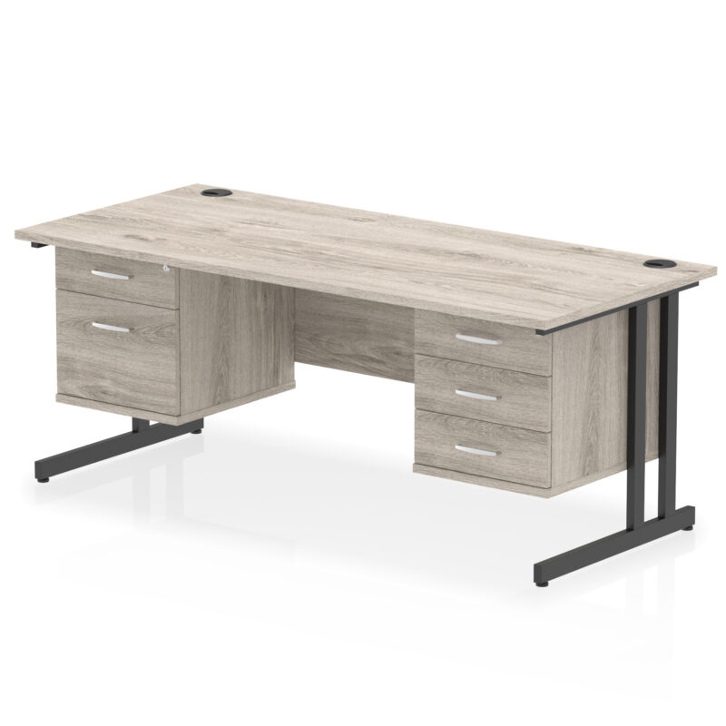 impulse 1800mm cantilever straight desk with two fixed pedestal