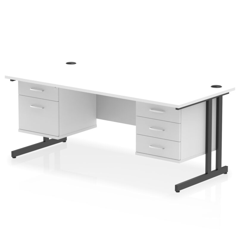impulse 1800mm cantilever straight desk with two fixed pedestal