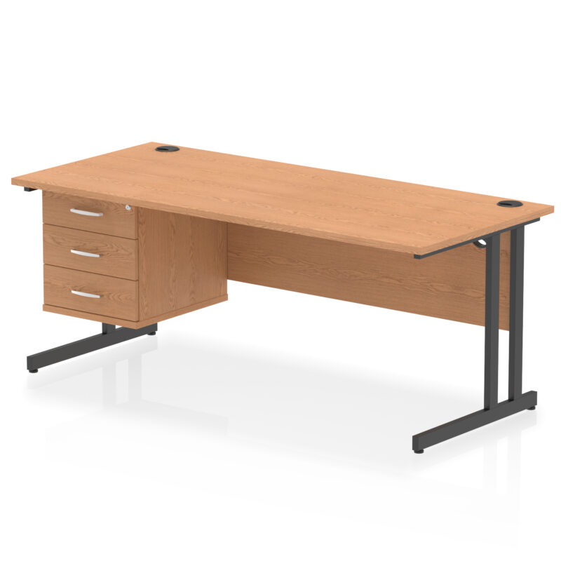 impulse 1800mm cantilever straight desk with single fixed pedestal