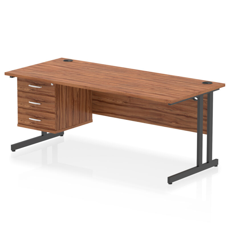 impulse 1800mm cantilever straight desk with single fixed pedestal