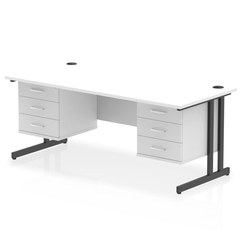 impulse 1800mm cantilever straight desk with two fixed pedestal