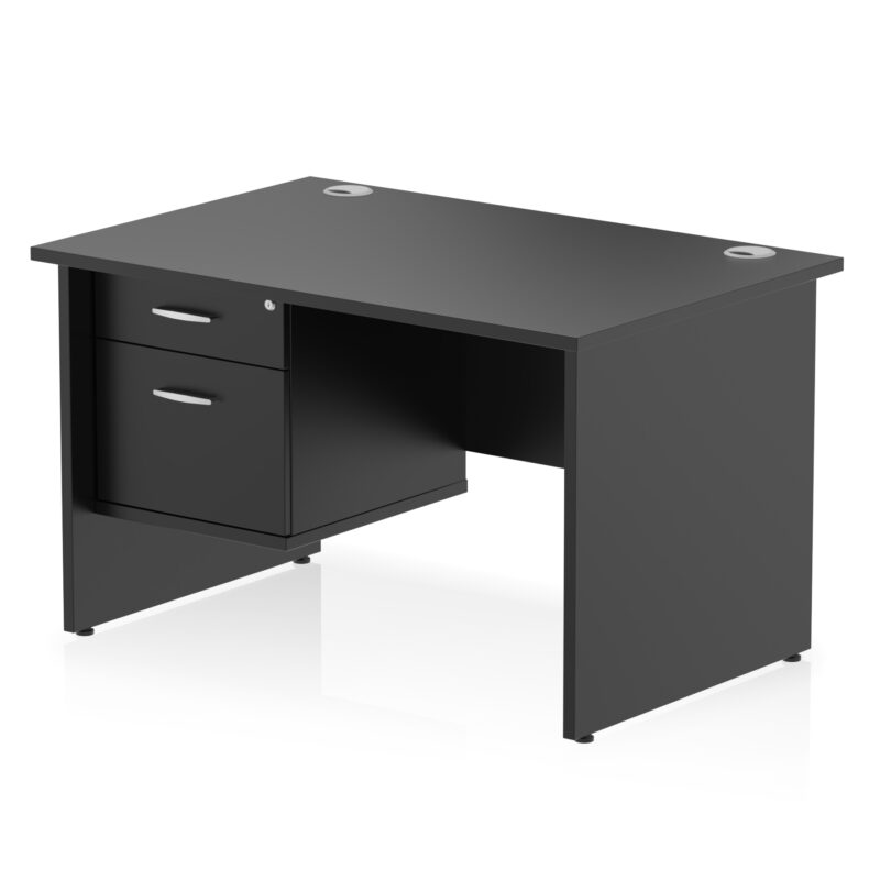 impulse 1200mm panel end straight desk with single fixed pedestal