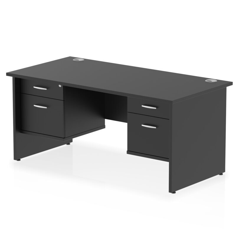 impulse 1600mm panel end straight desk with two fixed pedestal