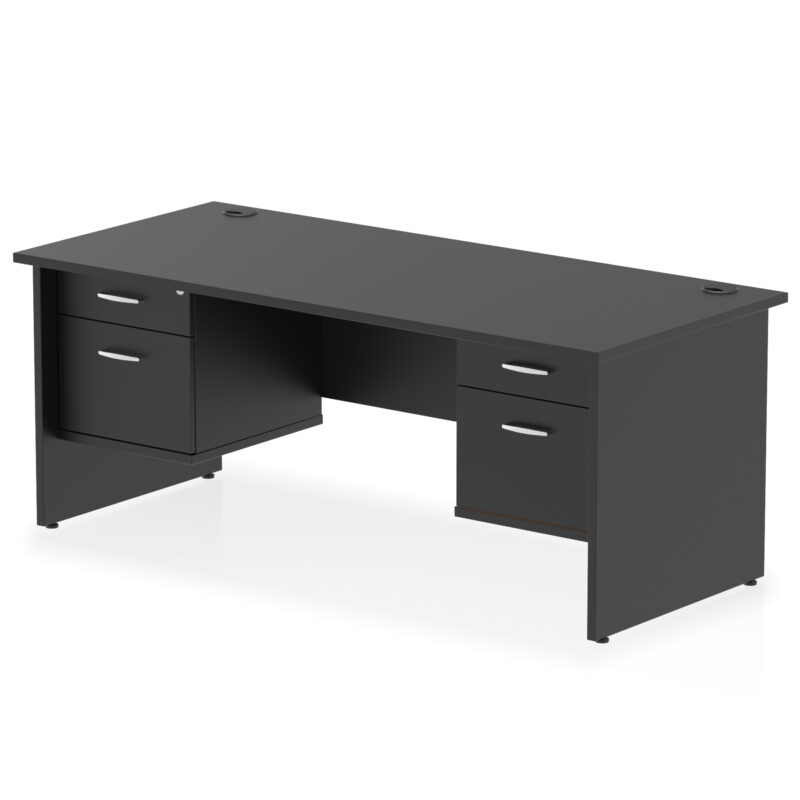 impulse 1800mm panel end straight desk with two fixed pedestal