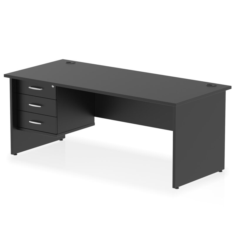 impulse 1800mm panel end straigh desk with single fixed pedestal