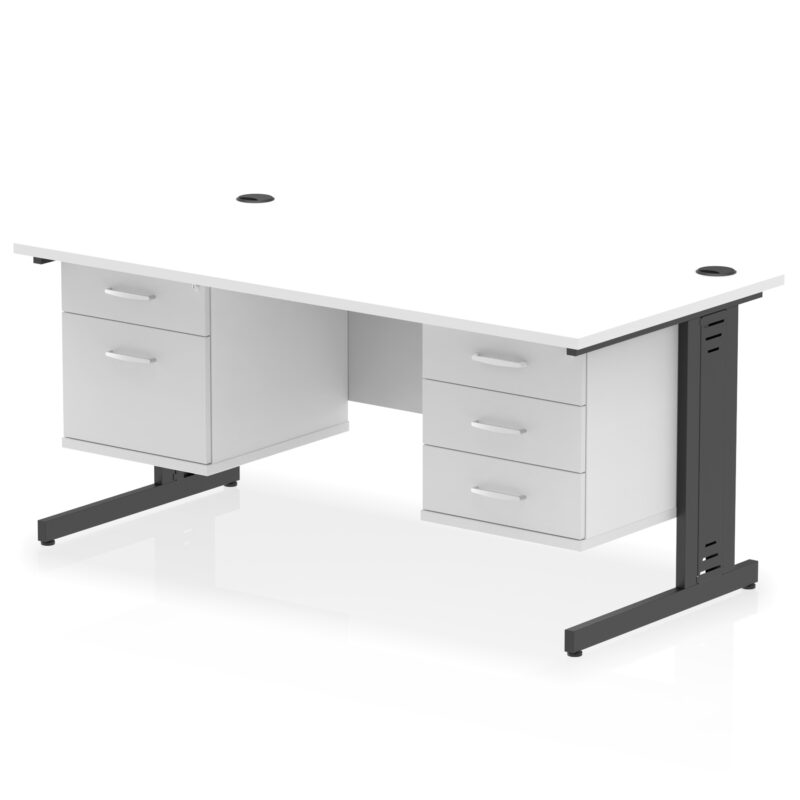 impulse 1600mm cable managed straight desk with two fixed pedestal
