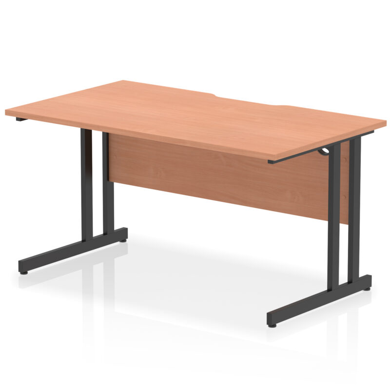 impulse scalloped edge 1400mm straight desk cantilever leg