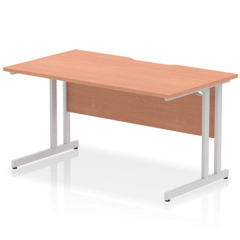 impulse scalloped edge 1400mm straight desk cantilever leg
