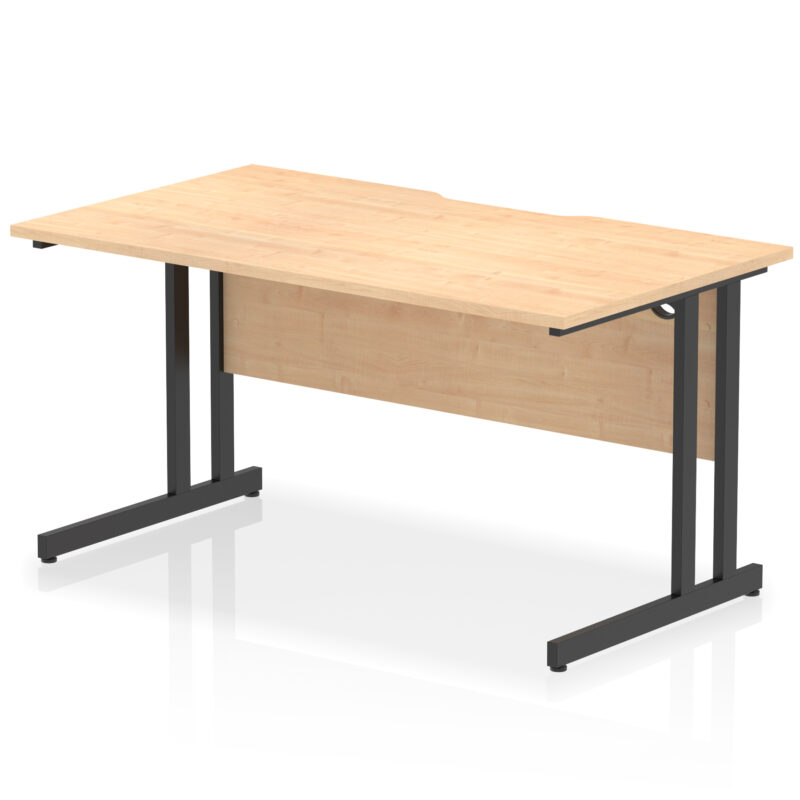 impulse scalloped edge 1400mm straight desk cantilever leg