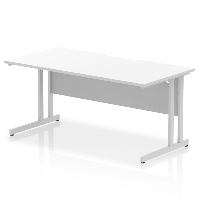 impulse scalloped edge 1600mm straight desk cantilever leg