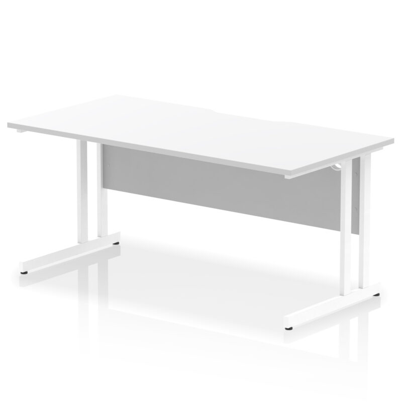 impulse scalloped edge 1600mm straight desk cantilever leg