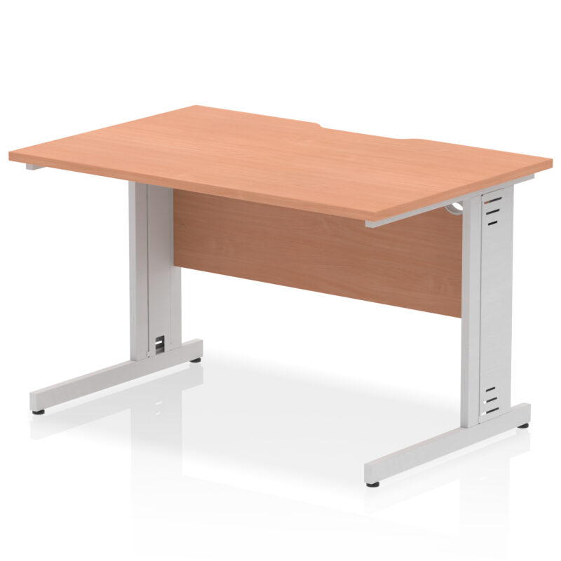 impulse scalloped edge 1200mm straight desk cable managed leg