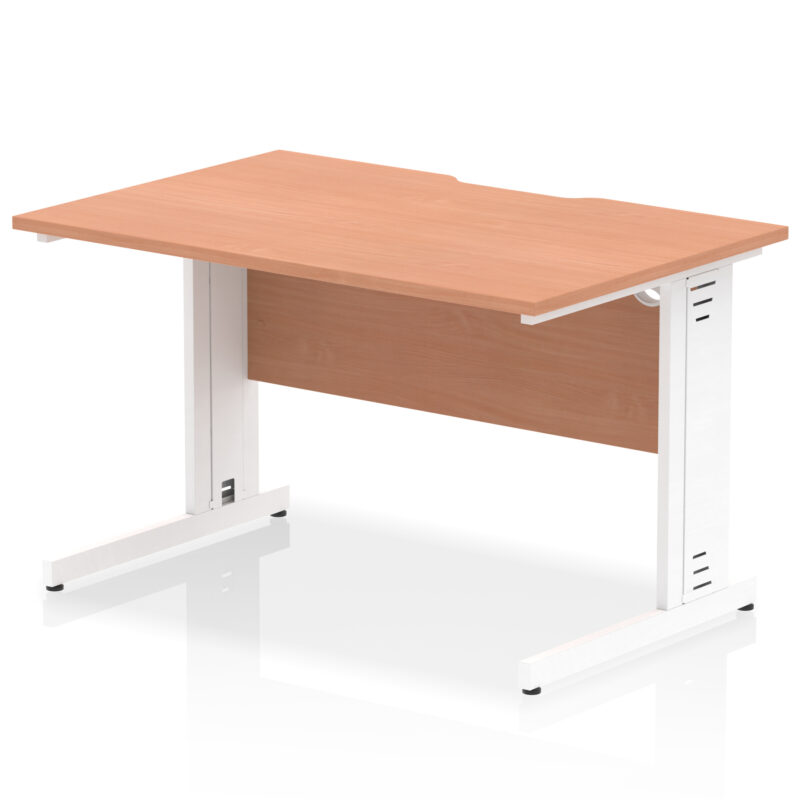 impulse scalloped edge 1200mm straight desk cable managed leg