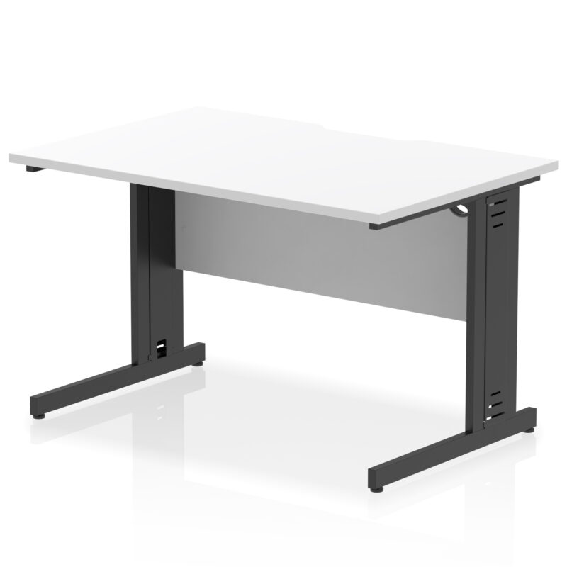 impulse scalloped edge 1200mm straight desk cable managed leg