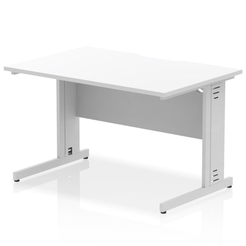 impulse scalloped edge 1200mm straight desk cable managed leg