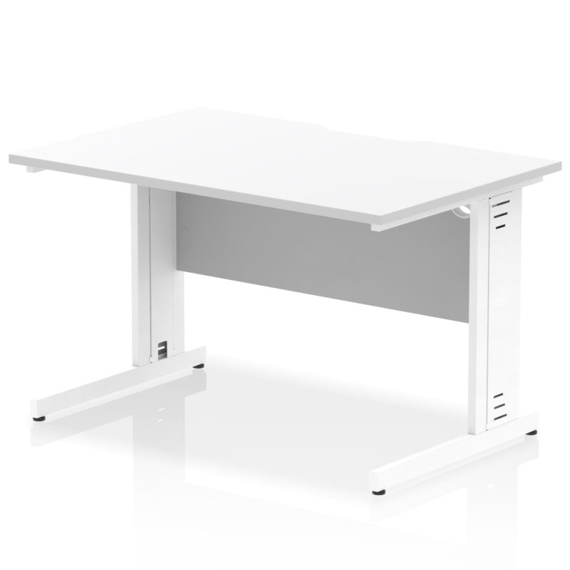 impulse scalloped edge 1200mm straight desk cable managed leg