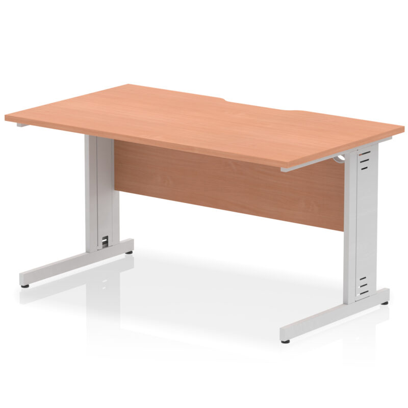 impulse scalloped edge 1400mm straight desk cable managed leg