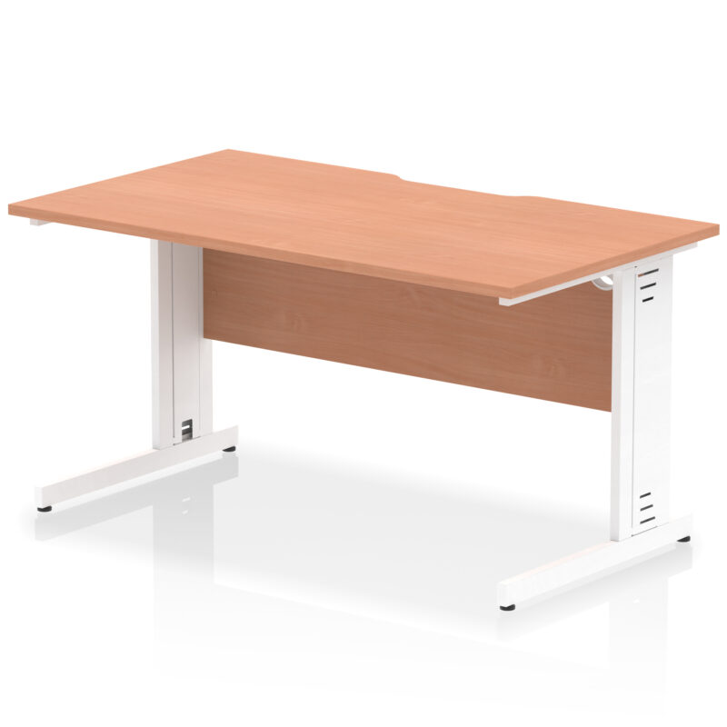 impulse scalloped edge 1400mm straight desk cable managed leg